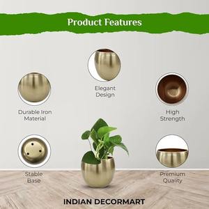 Pot en métal classique avec finition or mat pour jardinières d'intérieur sur balcon salon laiton durable bronze cuivre pour mariages - Product Image 5