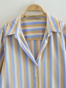 Long Sleeve Shirt,<b>Striped</b> Button Front Shirt,2024 Spring & Summer Women's Clothing Fashion Blouse <b>Tops</b> - Product Image 3