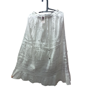 Alta calidad nuevo estilo de moda tela de algodón blanco mujeres faldas largas Casual liso personalizado occidental bohemio y estilo hippie - Product Image 1