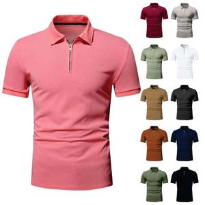 เสื้อโปโลผู้ชายแบบมีซิปเสื้อโปโลผ้าฝ้ายสีพื้นระบายอากาศได้ดีเสื้อกอล์ฟฤดูร้อนปักโลโก้ได้ตามต้องการ - Product Image 1