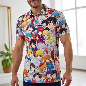 เสื้อโปโลพิมพ์ลายอะนิเมะสำหรับผู้ชายเสื้อโปโลเล่นกอล์ฟโพลีเอสเตอร์100% แบบซับลิเมชันสำหรับฤดูร้อน - Product Image 3