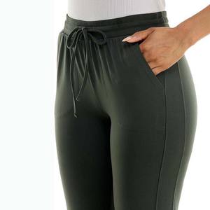 Meilleur prix vêtements pour femmes pantalons pantalons taille haute en coton grande taille pantalons pour femmes couleur unie avec poche tenue décontracté - Product Image 3