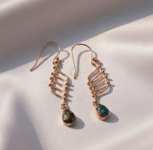 Pendientes de Turquesa Naranja Ostra, Pendientes Chapados en Oro Amarillo y Rosa, Pendientes Únicos, Regalo para Mujer, Precio de Oferta del Proveedor - Product Image 3