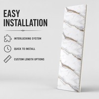 Panneau mural en PVC imitation marbre veiné blanc crème, imperméable, revêtement décoratif intérieur
