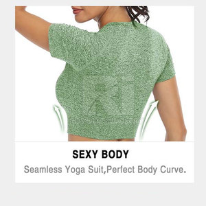 OEM professionnel ensemble de yoga grande taille pour femmes respirant séchage rapide motif solide personnalisable avant logo taille élastique équipement - Product Image 2