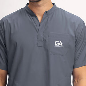 Top médico con cuello en V para Hombres: uniforme de hospital, uniformes de enfermería, juego de uniformes quirúrgicos con paneles de malla y cuatro bolsillos - Product Image 2