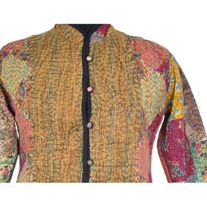 Veste Coton Stonewash Kantha Manteau Long à Manches Longues avec Boutons Respirant et Réversible pour Automne Hiver Printemps - Product Image 2