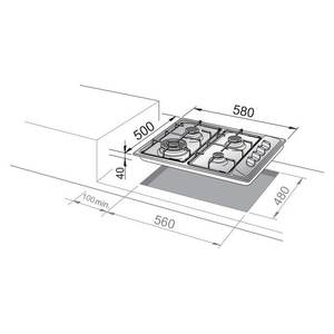 Placa de Cocción a Gas Family Fli 46 Asv de 4 Zonas (60 cm) de Acero Inoxidable para una Cocina Eficiente en el Hogar - Product Image 2