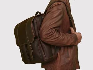 Logotipo personalizado Unisex Cuero genuino Impermeable Diseño simple Mochila de viaje de negocios 2017 - Product Image 3