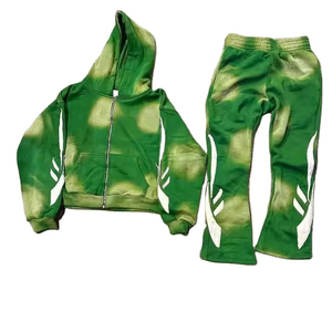 Chándal personalizado para hombre con serigrafía y Joggers, conjunto de ropa de calle con lavado ácido, conjunto de chándal con cremallera, el mejor precio - Product Image 4