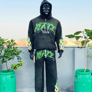 Nouvelle gamme de survêtements d'hiver, doublure en polaire respirante, design imprimé par transfert thermique, taille élastique, poches latérales, polyester/coton - Product Image 1