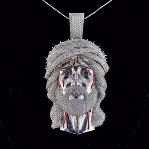 Colgante de Jesús con Diamantes de Imitación VVS, Estilo Hip Hop, Plata 925, Unisex - Product Image 1