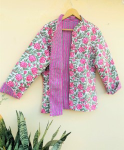 Handmade Bohemian Cotton Quilted Reversible <b>Coats</b> for Women Vintage Winter Jacket with <b>Button</b> Closer - Product Image 4