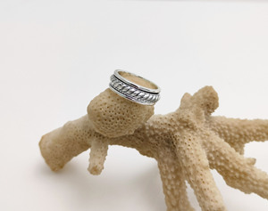 Vente chaude Spinner Band Anneaux Anti Anxiété Bijoux En Argent Promise Anneaux Pour Les Femmes À La Main 925 En Argent Sterling Spinner Anneaux - Product Image 3