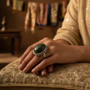 Anillo de Plata 925 con Cianita para Mujer, Oro Rosa de 18K con Piedra Natural, Chapado en Rodio, Joyería Fina - Product Image 1