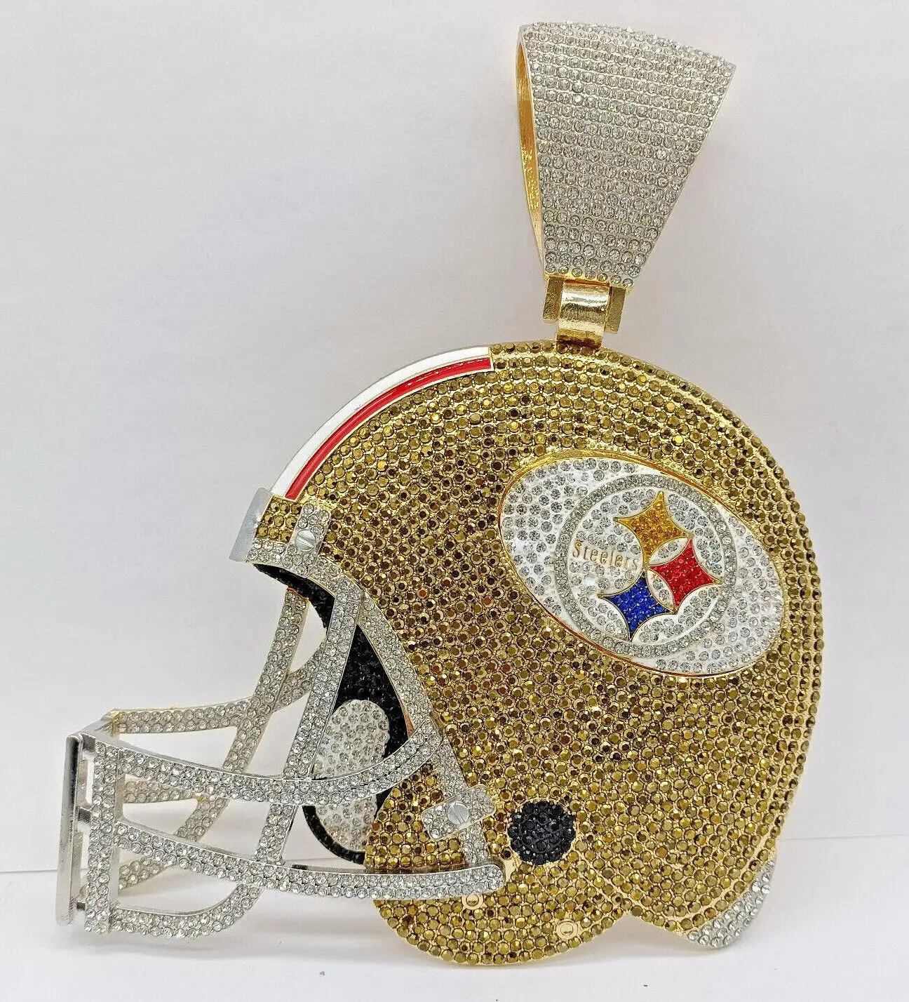 Helm Buffalo Bills tim sepak bola, kalung medali 6 inci/8 ", liontin Bling dengan rantai kalung 23"