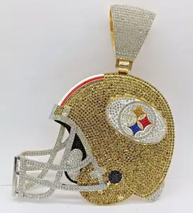 Équipes de football Buffalo Bills Casque 6 " / 8" Médaillon Collier Bling Pendentif avec collier Chaîne 23"
