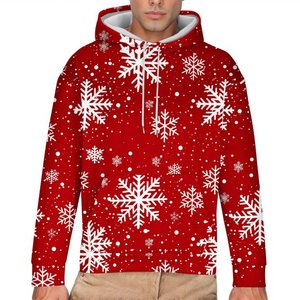 Sweatshirts de Noël pour hommes 2025 – Nouveaux sweats à capuche tendance à manches longues imprimés flocons de neige pour Noël, grandes tailles - Product Image 3