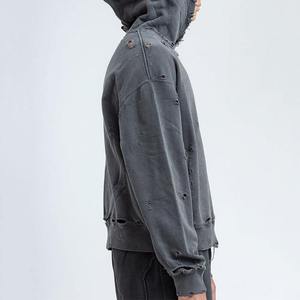 Sudadera con Capucha Extra Grande para Hombre, Lavada a la Piedra, Estilo Desgastado, de Algodón, Felpa Francesa, Sudadera con Capucha de Alta Calidad para Hombre - Product Image 5