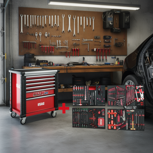 Armoire à roulettes Usag Racing avec assortiment de 300 pièces pour l'entretien, armoires à outils 495 MC - Product Image 3