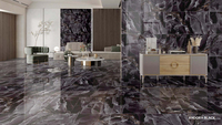 Carreaux muraux en porcelaine noire ASPINO haute brillance 60x120cm, modernes, luxueux, émaillés numériquement, antibactériens, résistants aux acides, isolation thermique
