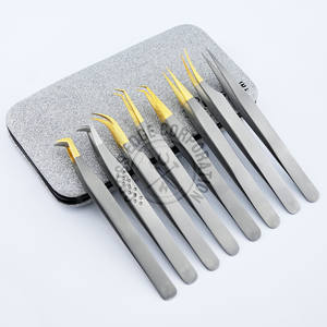 Venta al por mayor punta puntiaguda Maga punta curva clásica pinzas extensión de pestañas pinzas punta de fibra Maga volumen aplicación Individual - Product Image 1