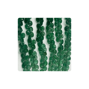 Vente en gros premium naturel vert fraise Quartz à facettes en forme de coeur Briolette 7mm 8mm environ 8 pouces brin rose bijoux - Product Image 5