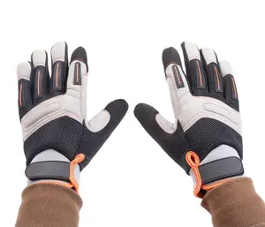 Hot Rod Mechanic Work Gloves Large Brussels Sports- Goatskin Leather, Double Palm work gloves men construction private label