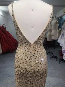 2026 Female Evening Party Dress Gold Beaded <strong>Ball</strong> Long Prom <strong>Gown</strong> with Sexy Back Floor-Length Night <strong>Gown</strong> with Appliques - Product Image 4