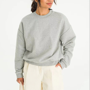 Sweat-shirt surdimensionné pour femme, col rond, en mélange polyester/coton, tricoté en molleton, personnalisable avec logo, fabrication OEM, vente en gros, pour automne/hiver - Product Image 1