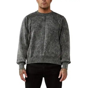 Fabrication de pull à capuche zippé délavé à l'acide sweat-shirt vierge en coton vintage logo personnalisé fermeture éclair délavée au soleil grande taille pour hommes - Product Image 1