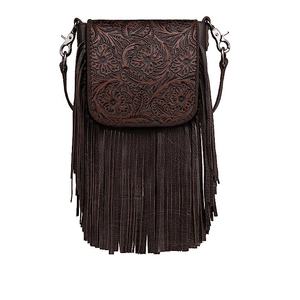 Sac à main de luxe pour filles en cuir de vache occidental de qualité supérieure, avec un design floral solitaire, prêt à l'emploi, style vintage avec pompon - Product Image 1