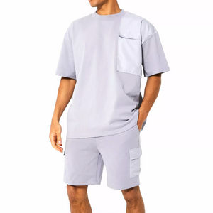 Nouvel arrivage Ensemble de 2 pièces de t-shirts et shorts d'été en polyester à séchage rapide et décontracté et personnalisé pour hommes Autres méthodes d'impression - Product Image 1