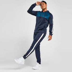 Conjunto Deportivo de 2 Piezas con Cremallera Completa para Hombre, Panel de Contraste en el Pecho, Chándal, Ropa Deportiva con Logotipo Personalizado, Ropa Urbana, Fabricante OEM ODM - Product Image 1