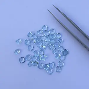 6毫米8毫米天然天蓝色黄玉垫切割宝石批发散装宝石珠宝制作半宝石镶嵌AAA