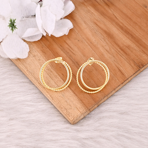 Yellow Gold Plated Brass Stud Earrings Handmade Minimalist Women's Anniversary Gift Jewelry - Product Image 2