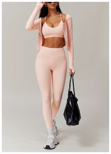 Teint en plaine nouveauté dernière conception femmes Yoga ensemble meilleur prix bas quantité minimale de commande couleur unie femmes Yoga ensemble à vendre - Product Image 3