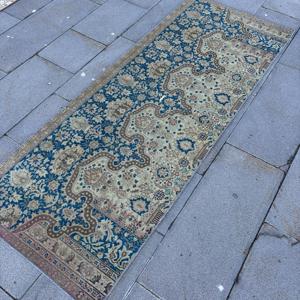 Alfombra de 2.4x6.4 pies, Alfombra Turca Vintage, Alfombra Azul Grisácea Estilo Suroeste - Product Image 2