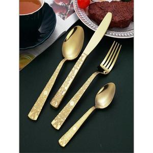 Ensemble de couverts dorés 5 pièces, ensemble de couverts de luxe réutilisables, lavables au lave-vaisselle, qualité supérieure, pour mariage, décoration de table - Product Image 4