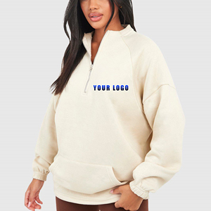 Nouveau design logo imprimé personnalisé sweat-shirt surdimensionné pour femmes 100% coton éponge 1/4 pull à fermeture éclair sweat-shirt pour femmes - Product Image 1