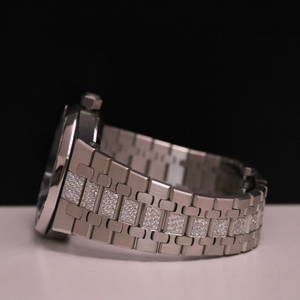 นาฬิกาเงินสุดหรูสำหรับผู้ชายตัวเรือนไพลินสีชมพูสำหรับสายสีน้ำเงินสร้อยข้อมือเพชรโครโนกราฟออกแบบนาฬิกาควอตซ์ระดับพรีเมียม - Product Image 3