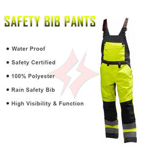 Industrial Workwear Safety <b>Clothing</b> ANSI Class 1 <b>Fluorescent</b> High-Visibility Bib Pants Customizable Color Logo for Construction - Product Image 3