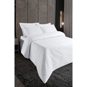Febris Series 105 300TC Cotton Satin Hotel Bedding Set Plain Style Quilt Cover 4pcs <b>Sheet</b> Set for <b>Queen</b> or Double Size <b>Bed</b> - Product Image 1