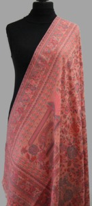 Pink Solid Velvet Polyester Vintage Style <b>Shawl</b> with Floral Embroidered Borders and Tassels Elegant Winter Wrap - Product Image 2