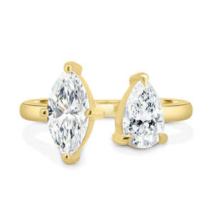 Poire de luxe et Marquise Open Band Toi et Moi Solitaire Bagues en diamant 18k Or massif Bagues de fiançailles Fine Bridal Jewelry OEM - Product Image 1