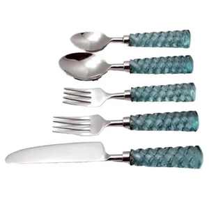 Luxury Stainless Steel Resin Handle Flatware Fork Set Mirror Wedding Home Restaurant Use High Quality Eco-Friendly Customizable - Product Image 4