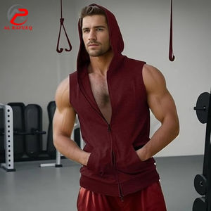 Sudadera sin Mangas con Capucha y Cremallera Completa para Hombre, Estilo Deportivo, Personalizable, para Gimnasio y Entrenamiento - Product Image 2
