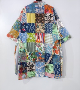 Veste matelassée unisexe faite à la main en pur coton manteau d'hiver indien Robe Kimono réversible respirante et longue longueur - Product Image 5