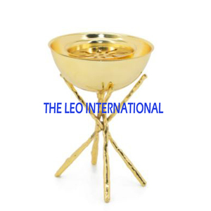 Brûleur à encens en métal laiton plaqué or, trépied, finition mate, brûleur à charbon de bois, brûleur à encens oud, décorations pour la maison - Product Image 1