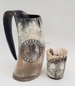 แก้วมักฮอร์นขนาดพิเศษแก้วเครื่องดื่มแตรสำหรับตกแต่งบ้านแก้วมักดื่มรูปควาย - Product Image 1